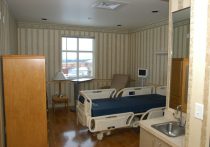 Interior of a patient room at a healthcare facility