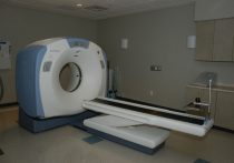 Closeup of MRI machine in a healthcare facility